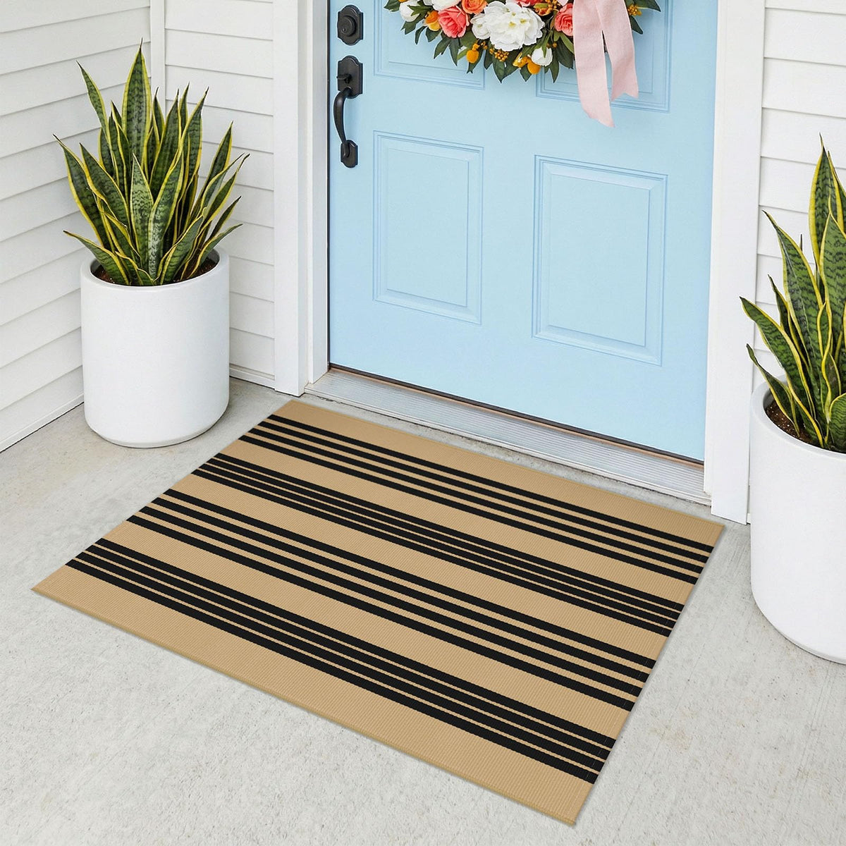 Navy and White Striped Cotton Rug, 28x43