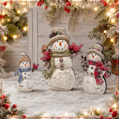 Chinoiserie Wooden Snowmen, Set of 3