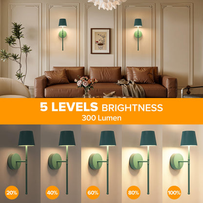 Blue Cordless Rechargeable Wall Sconces, Set of 2