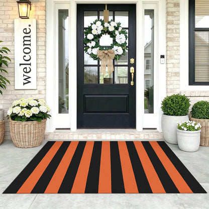 Navy and White Striped Cotton Rug, 28x43