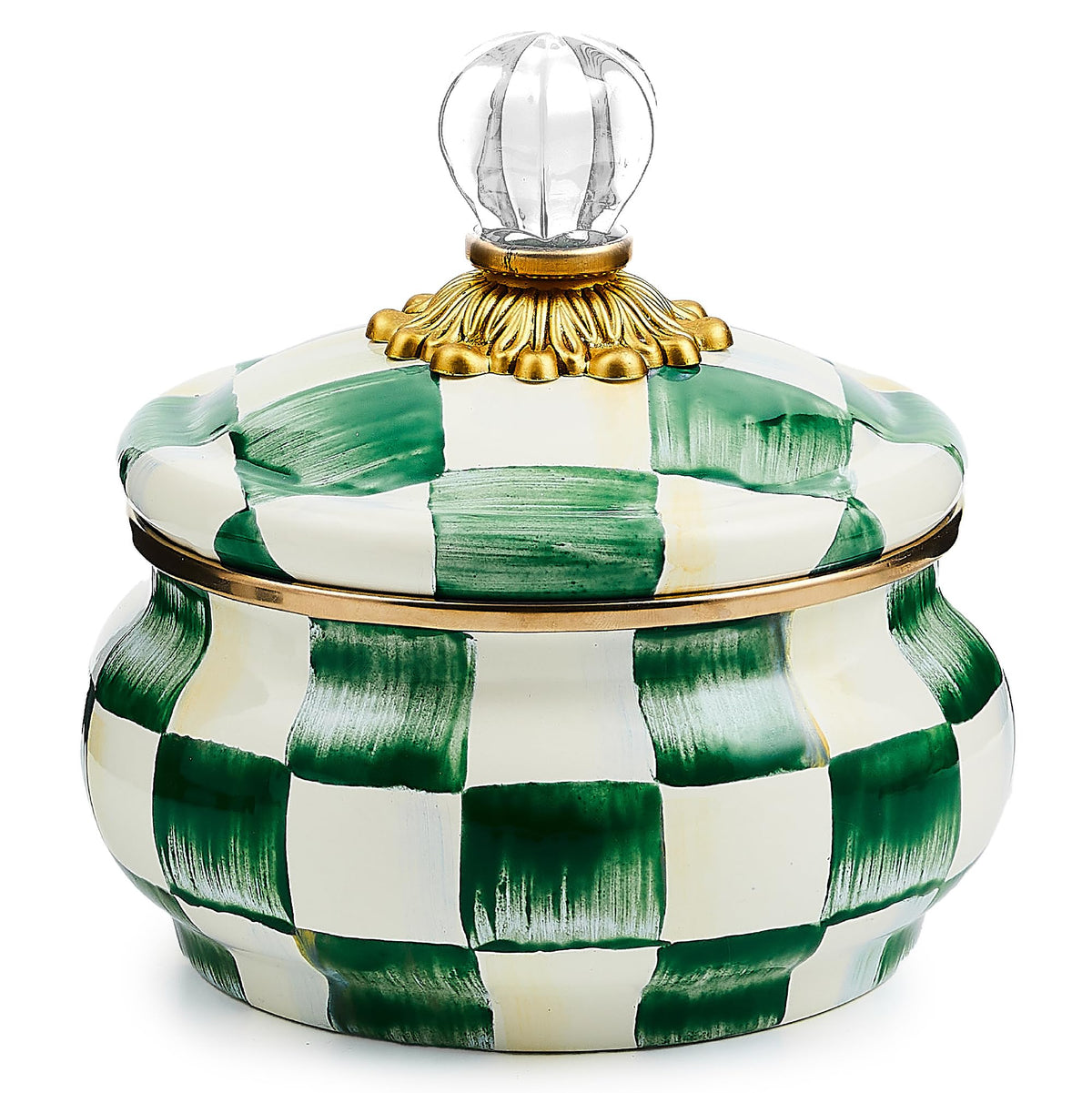 MacKenzie-Childs Enamel Squashed Pot, Royal Check