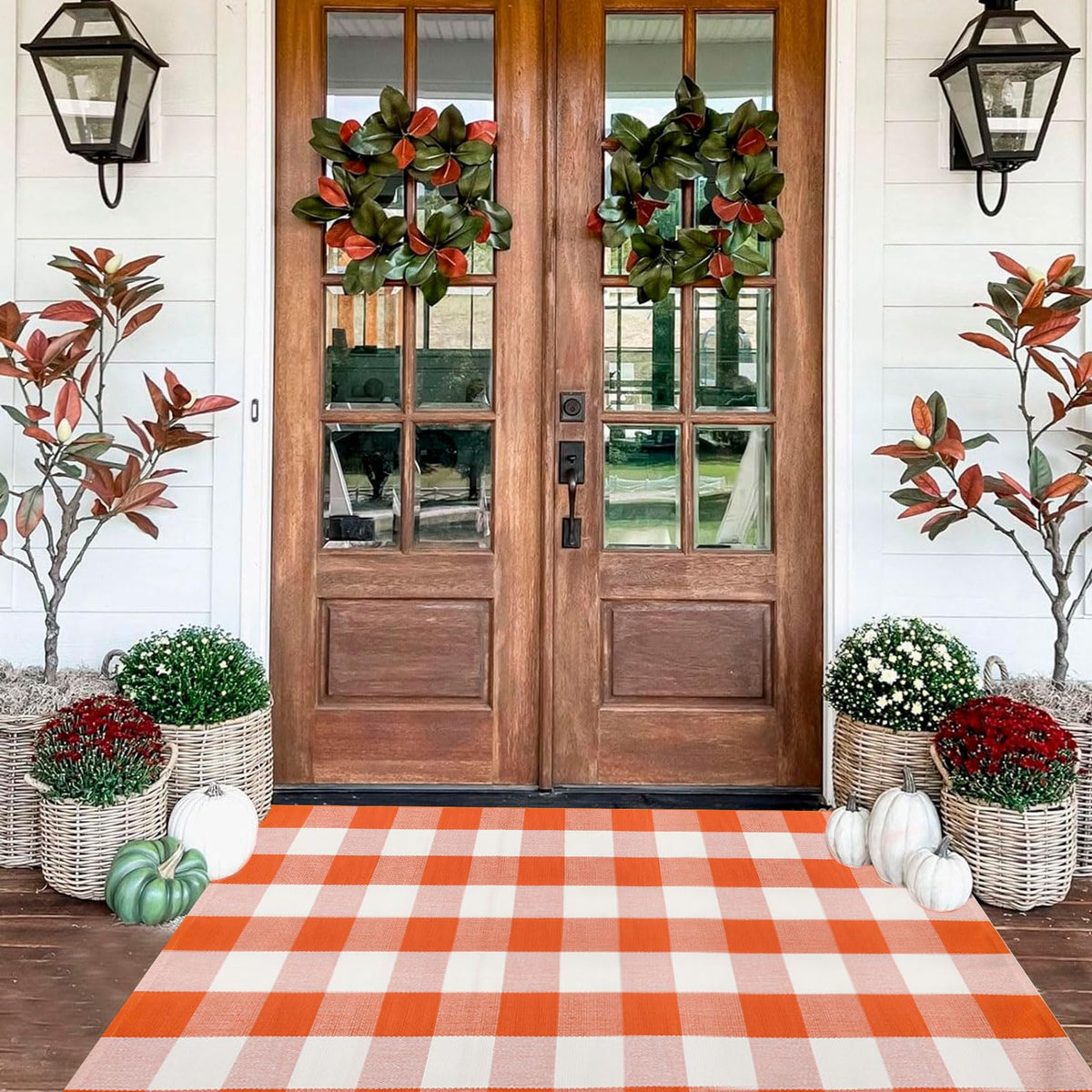 Blue Buffalo Plaid Outdoor Rug, 27.5x43