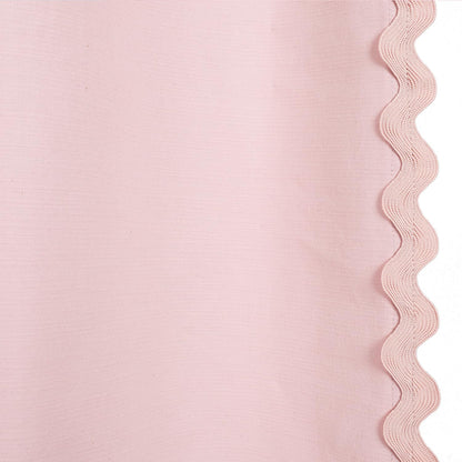 Scalloped Cotton Shower Curtain, White and Blue