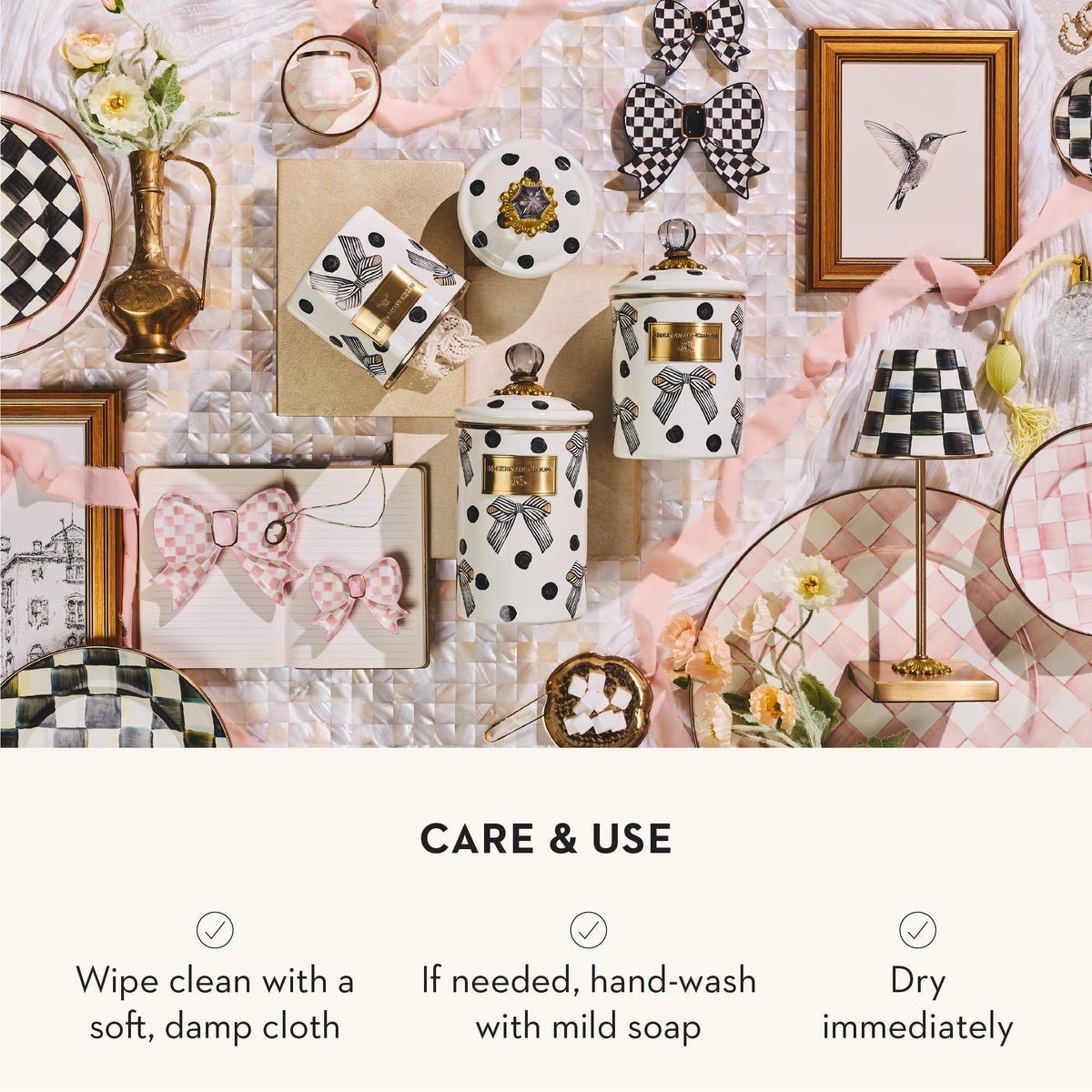 MacKenzie-Childs Enamel Canister Set, Royal Check