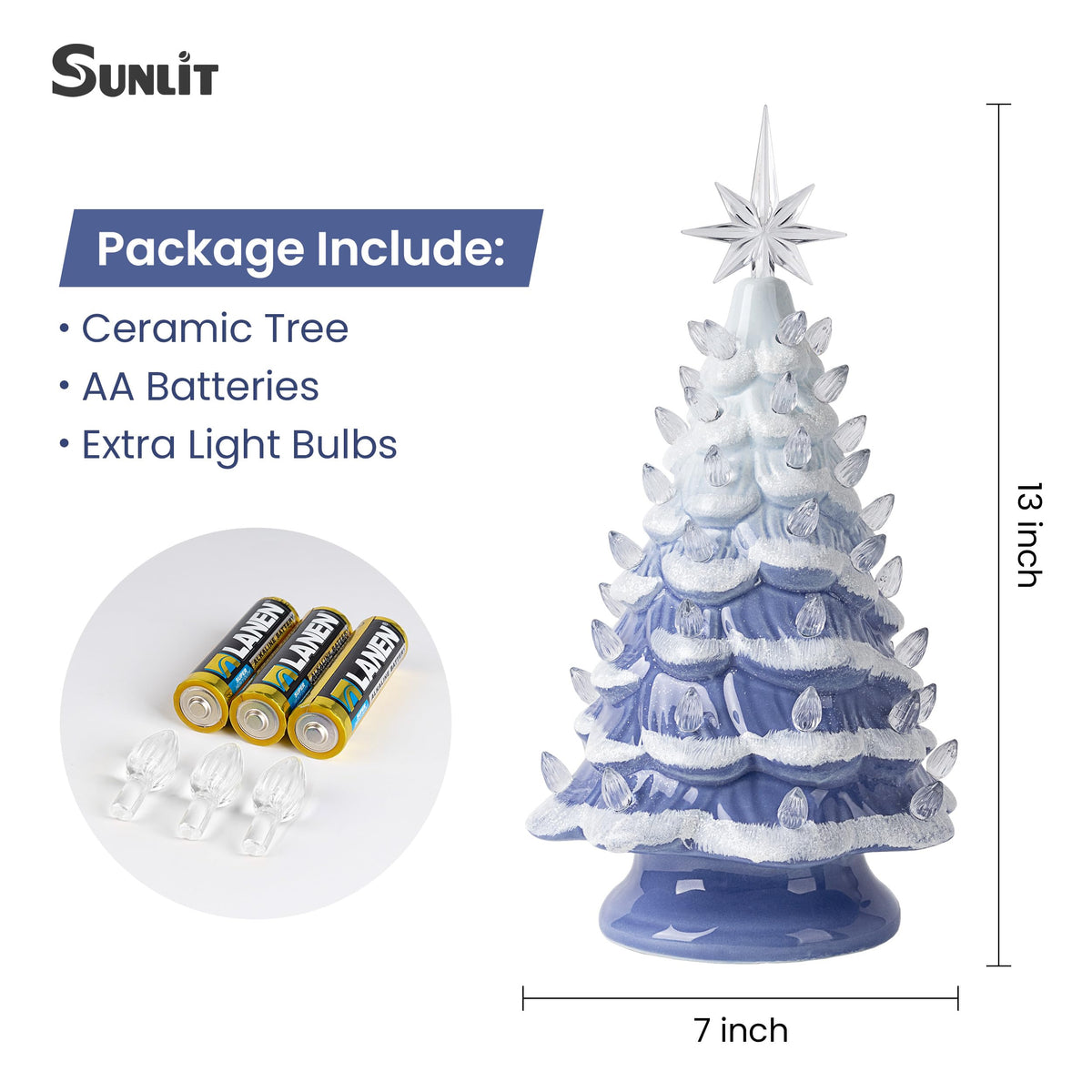 Lighted Ceramic Christmas Tree, 13 Inch