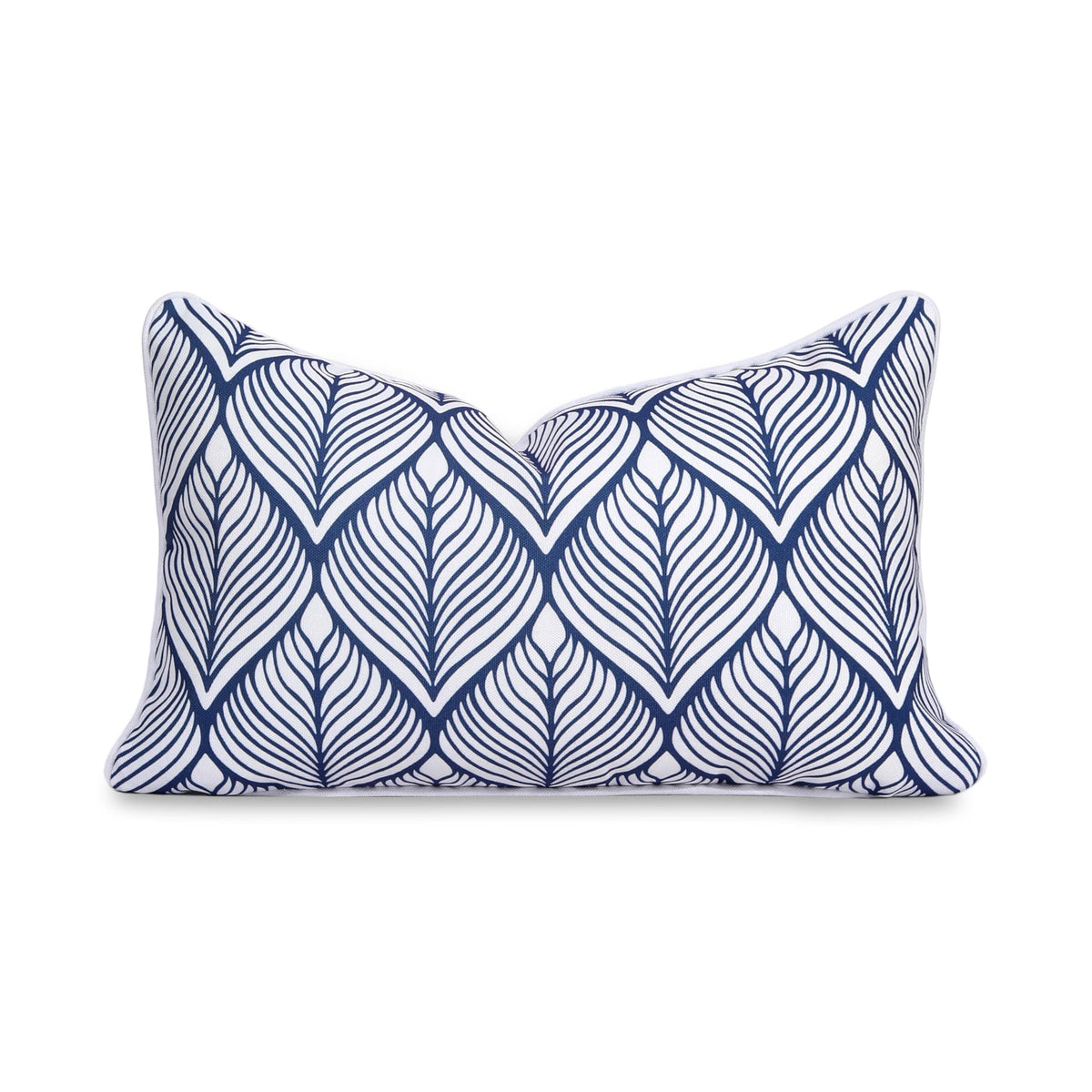 Navy Greek Key Outdoor Lumbar Pillow Cover, 12x20