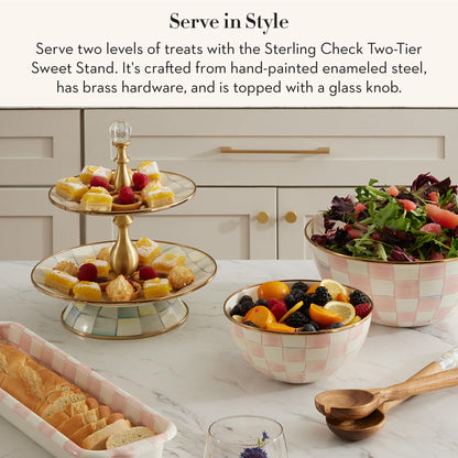 MacKenzie-Childs Two-Tier Sweet Stand, Royal Check