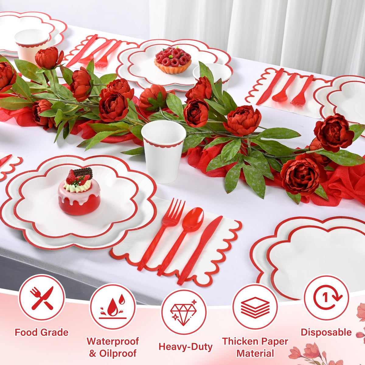 Blue and White Paper Tableware Set, Serves 50