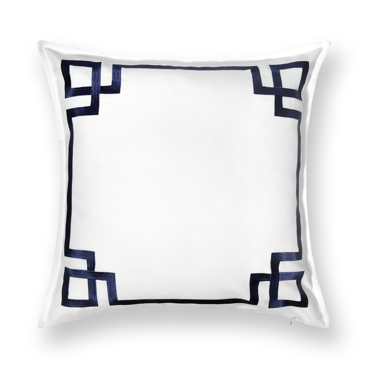 Navy Greek Key Outdoor Lumbar Pillow Cover, 12x20