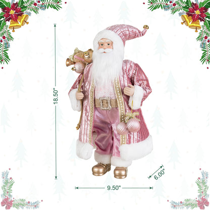 Blue Velvet Santa Figurine, 18 Inch