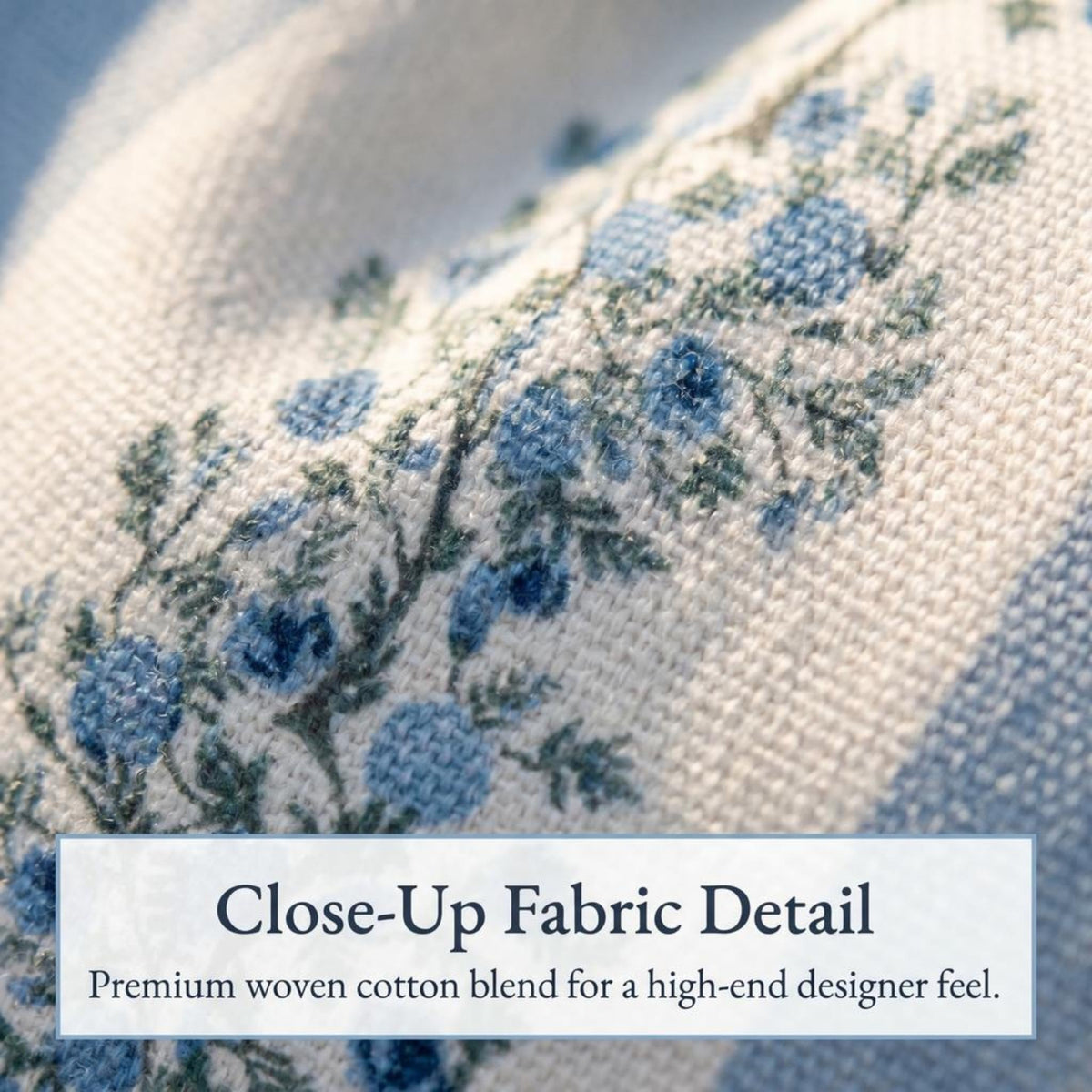 Camille Blue Floral Block Print Pillow Cover