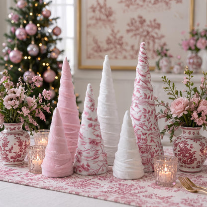 Chinoiserie Velvet Christmas Trees, Set of 6