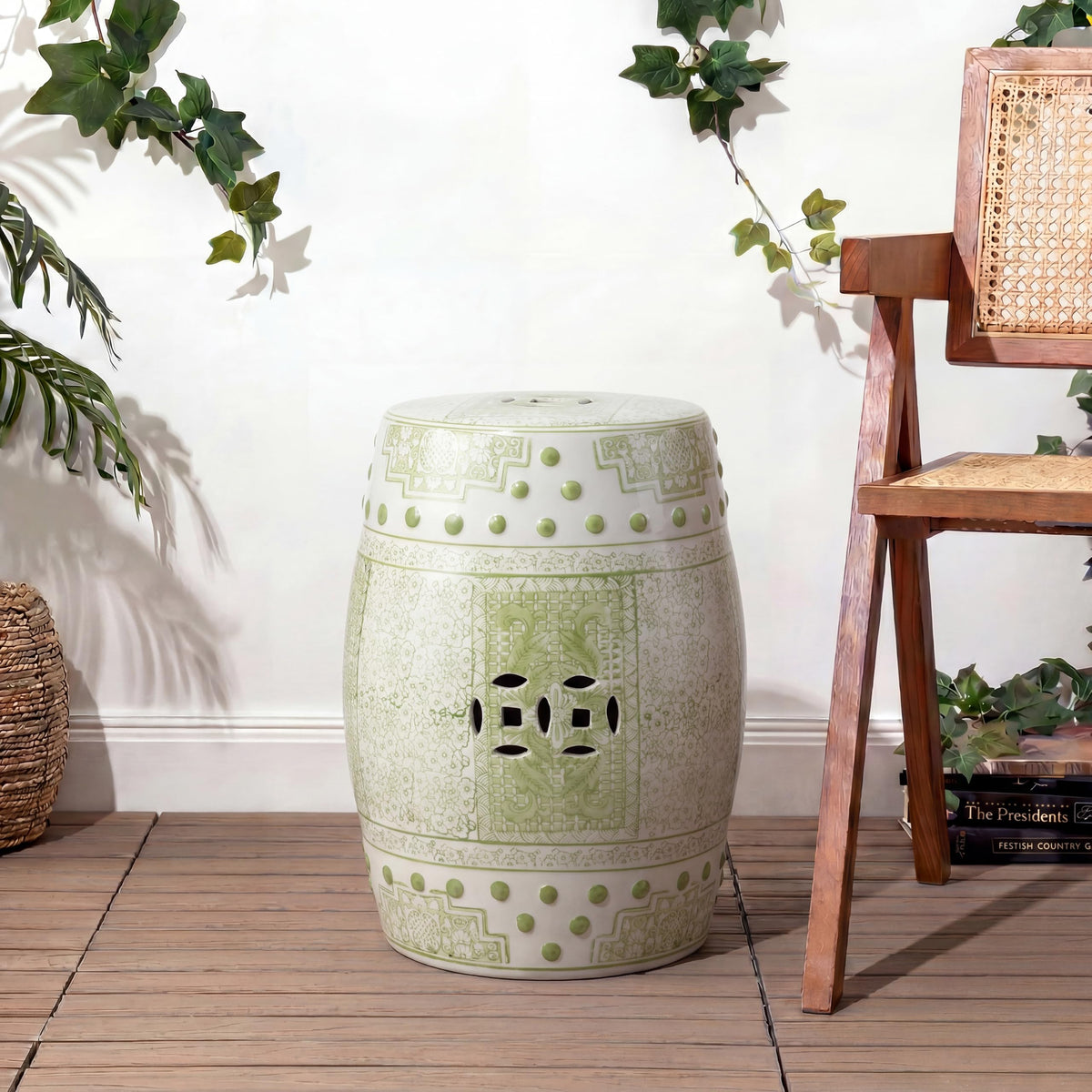 Jonathan Y Acanthus Ceramic Garden Stool