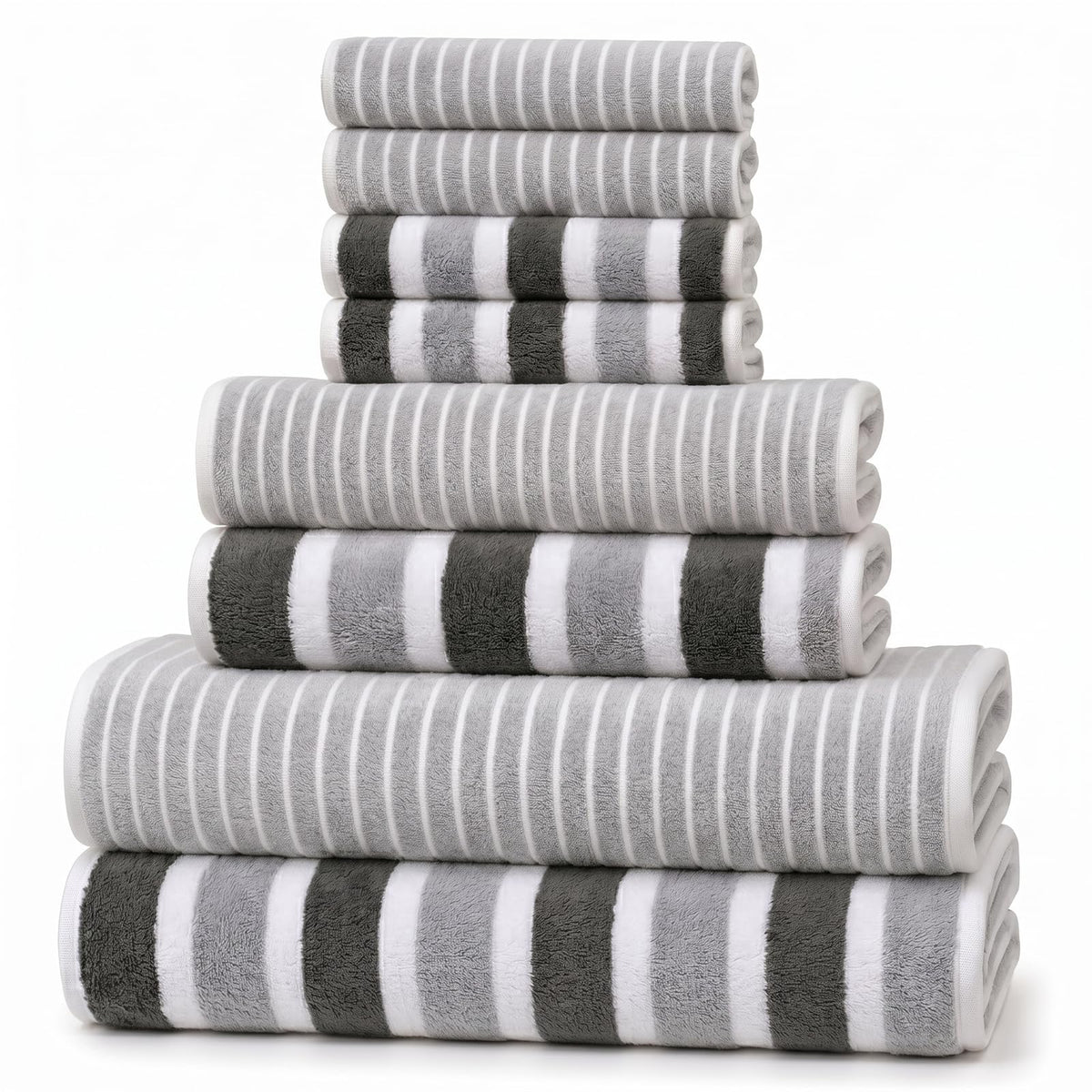 Striped Bath Towel Set, 8 Piece