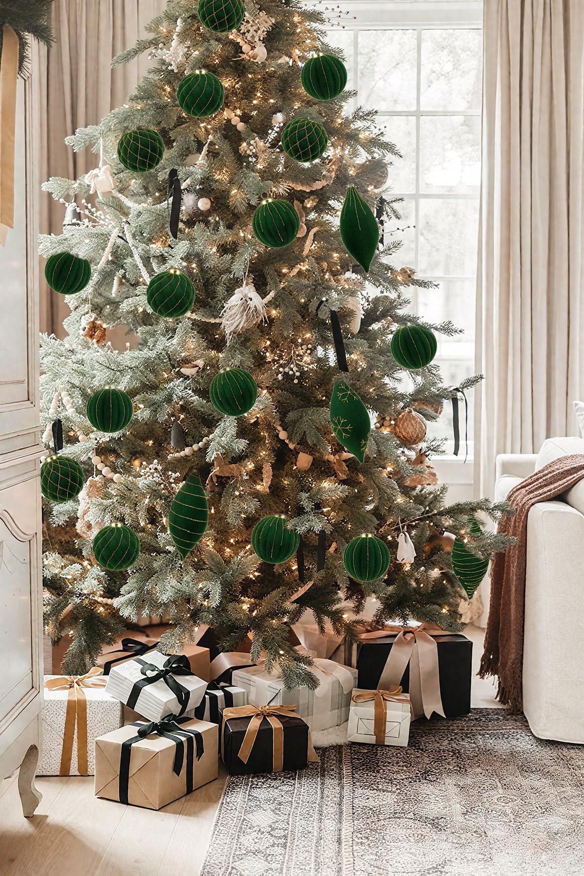 Royal Blue Velvet Christmas Ornament Balls, Set of 12
