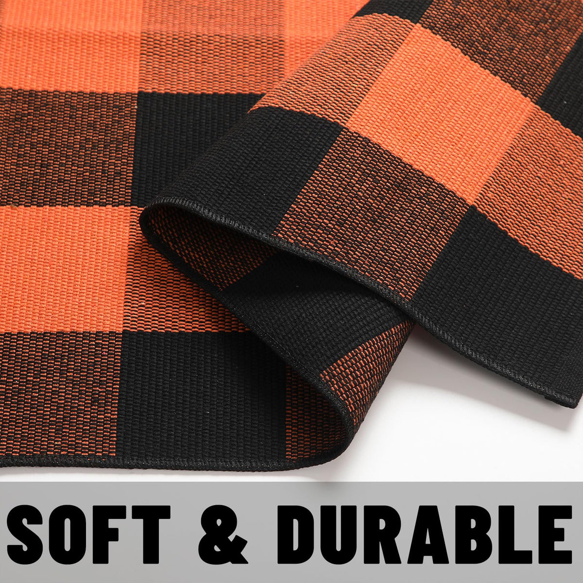 Blue Buffalo Plaid Outdoor Rug, 27.5x43