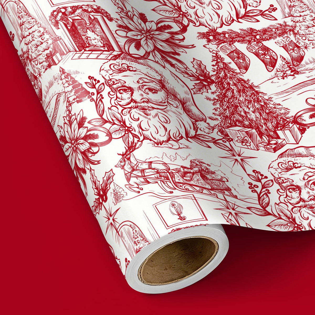 Reversible Toile Christmas Wrapping Paper