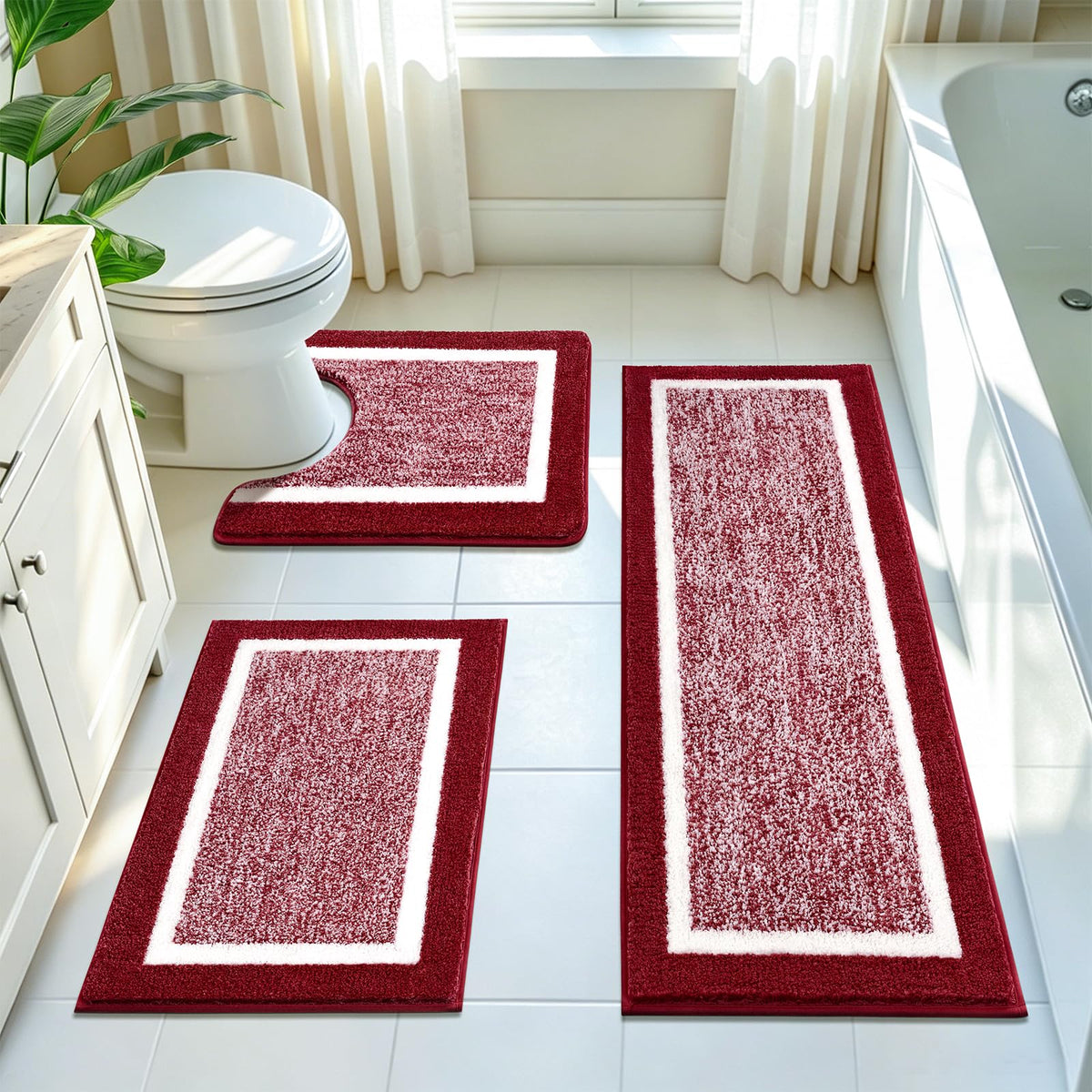 Shaggy Microfiber Bath Rug Set, 3 Piece