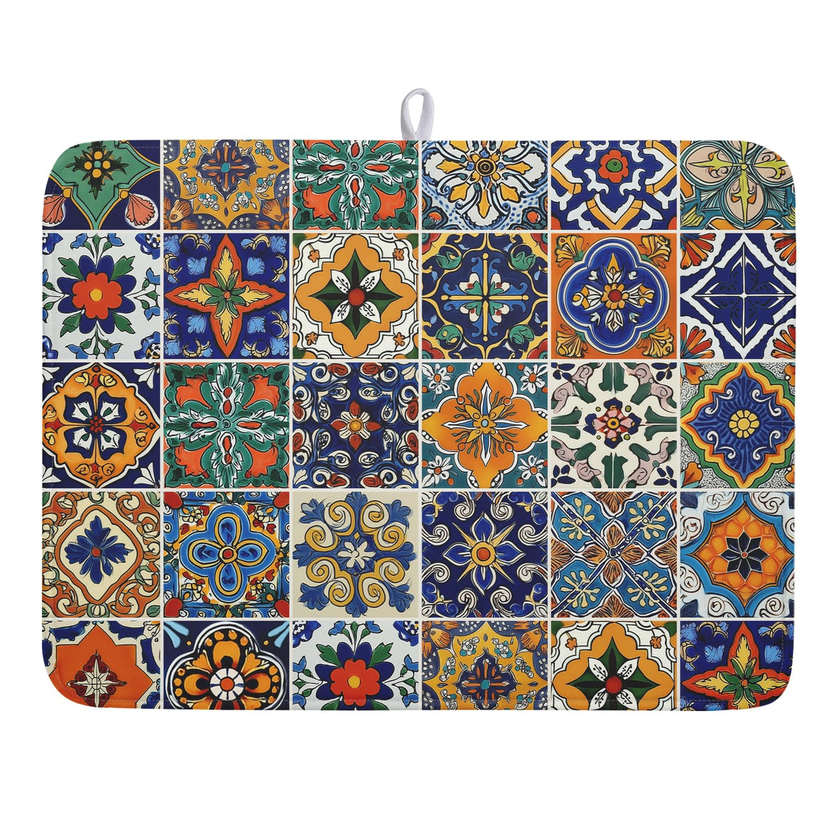 Blue Chinoiserie Floral Dish Drying Mat