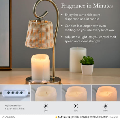 Adesso Blue Floral Candle Warmer Lamp