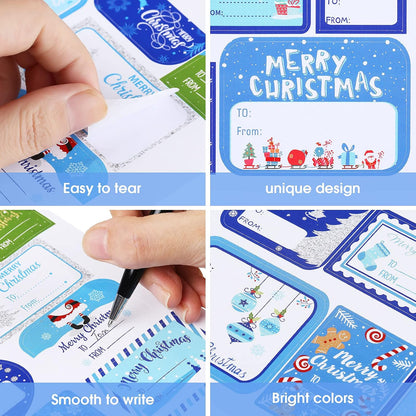 Blue Christmas Name Tag Stickers, 144 Pieces