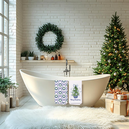 Chinoiserie Christmas Kitchen Hand Towels, 16x24 Inch