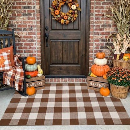 Blue Buffalo Plaid Outdoor Rug, 27.5x43