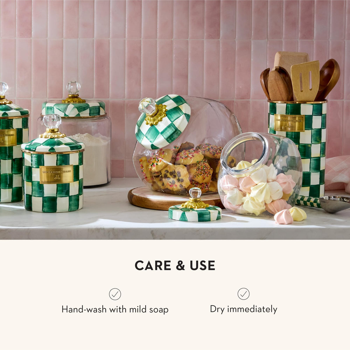 MacKenzie-Childs Glass Sweets Jar, Royal Check