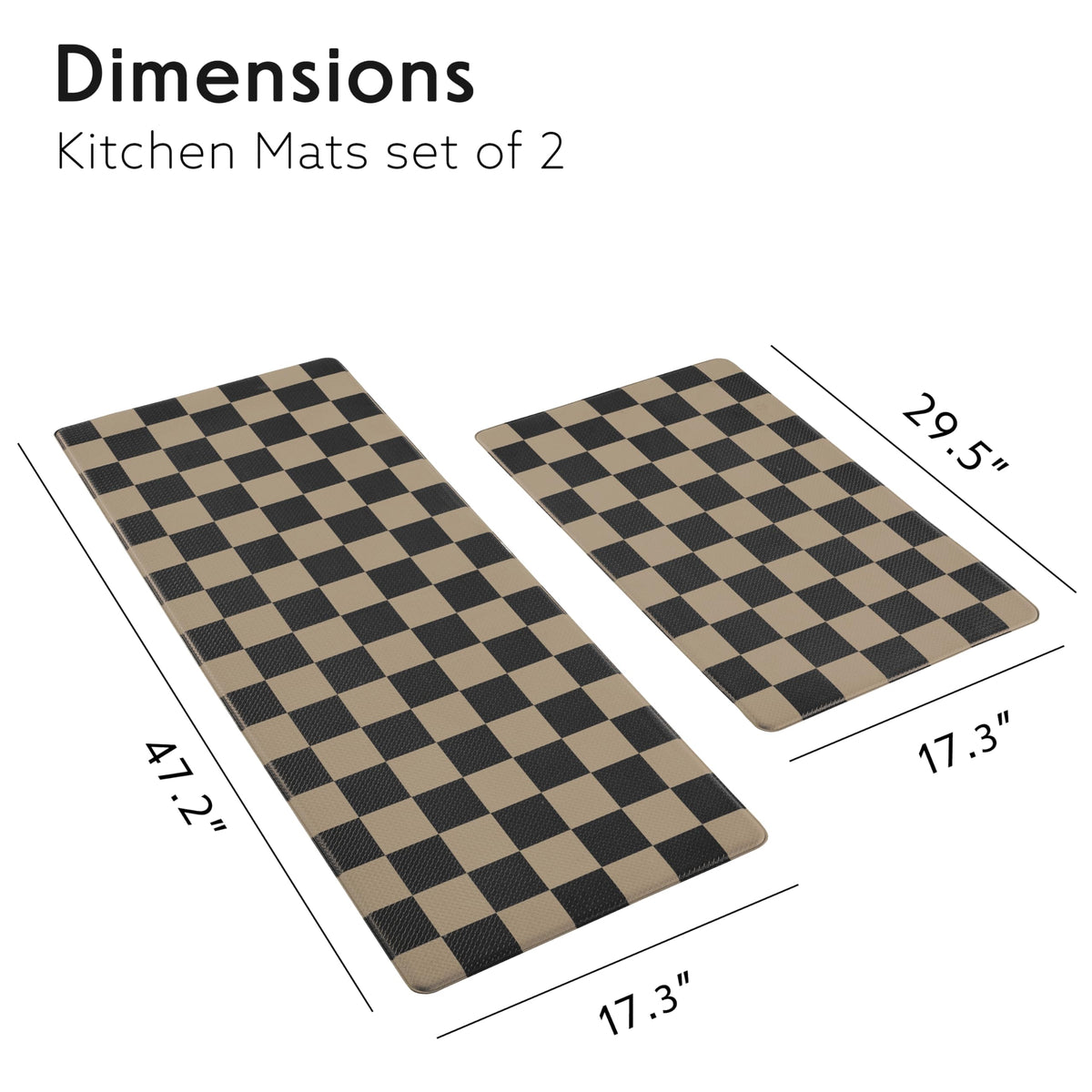 Navy Checkered Kitchen Mats, Set of 2