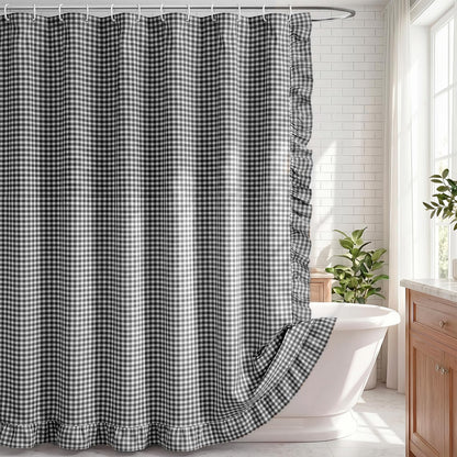 Ruffled Gingham Shower Curtain, 72 x 72