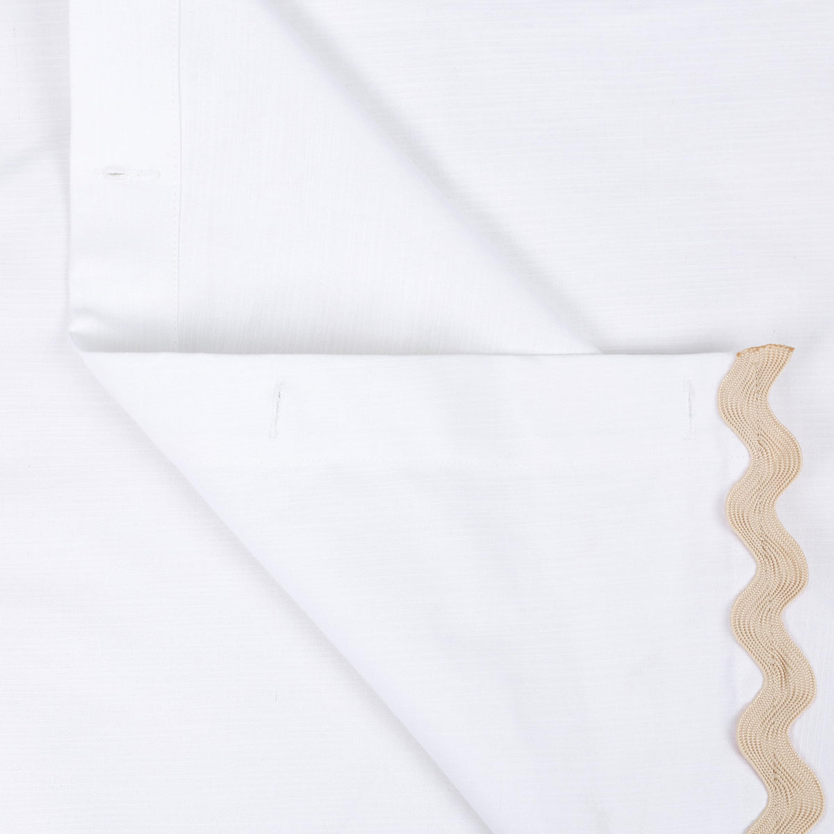 Scalloped Cotton Shower Curtain, White and Blue