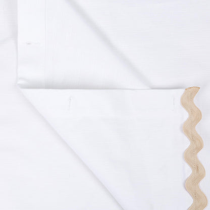Scalloped Cotton Shower Curtain, White and Blue