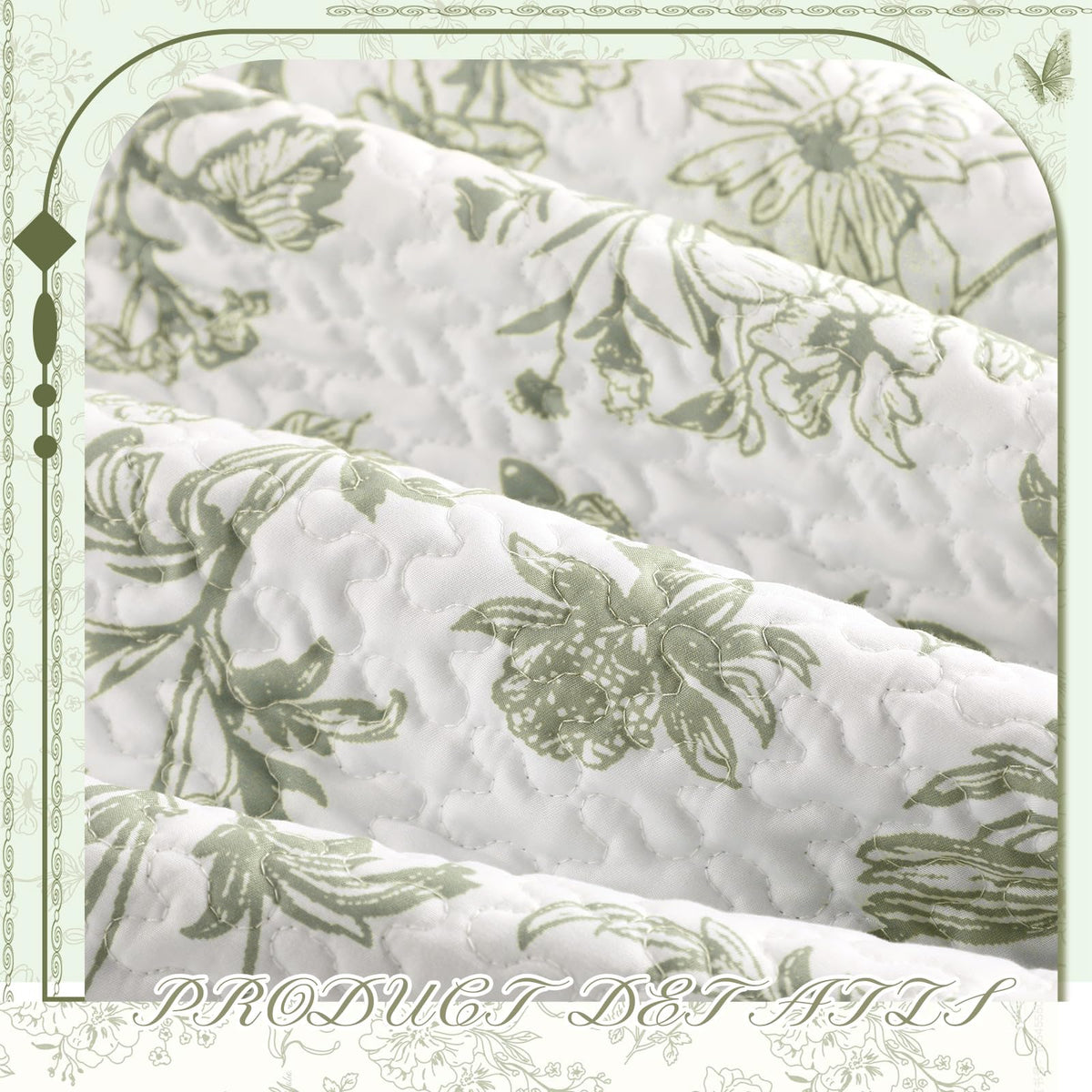 Blue Floral Quilted Throw Blanket, 50 x 60 Inch