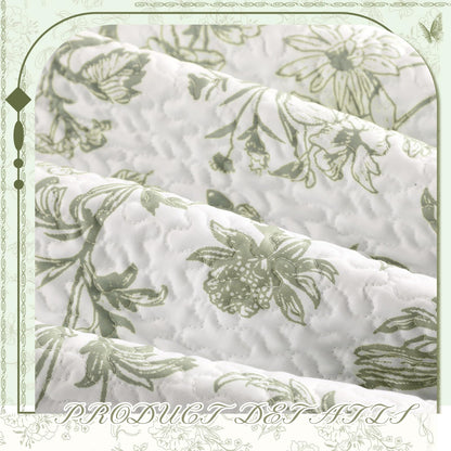 Blue Floral Quilted Throw Blanket, 50 x 60 Inch