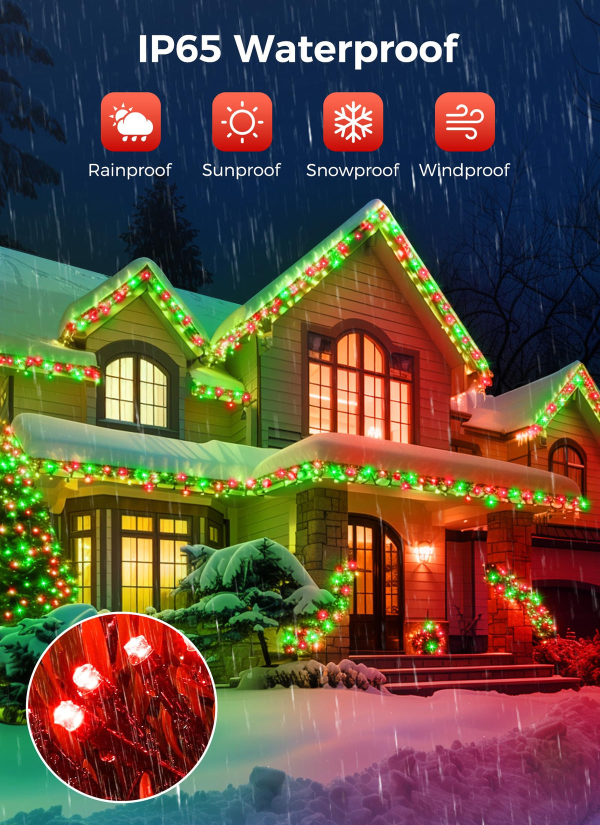 Solar Christmas String Lights, 100 LED, 40 ft