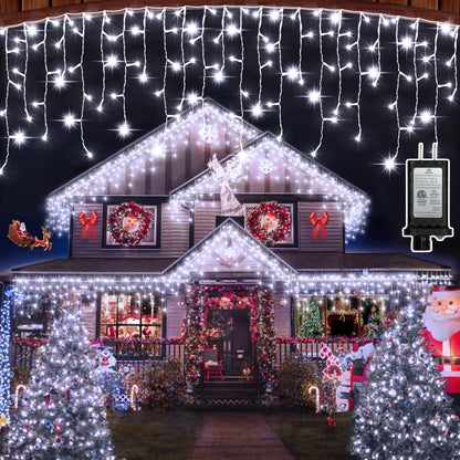 Blue and Cool White Icicle Lights, 164 ft