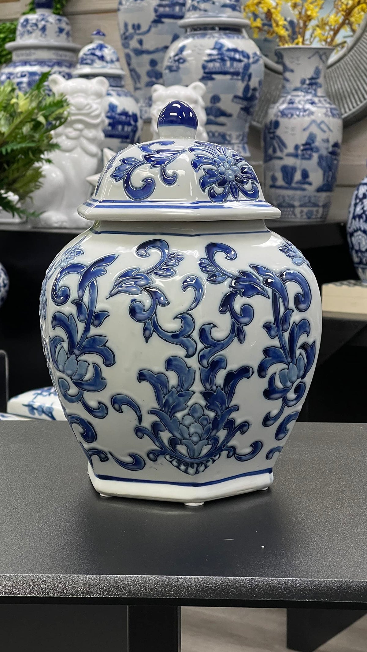 Blue and White Chinoiserie Ginger Jar, 12 or 14 Inch