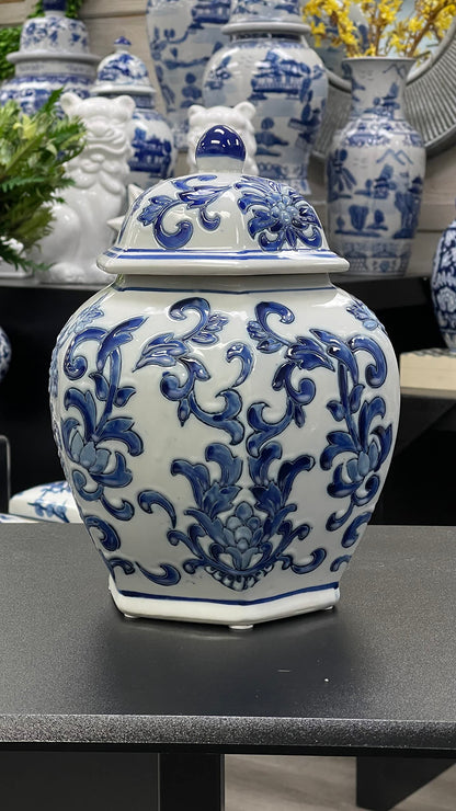 Blue and White Chinoiserie Ginger Jar, 12 or 14 Inch