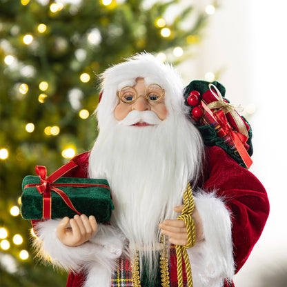 Blue Velvet Santa Figurine, 18 Inch