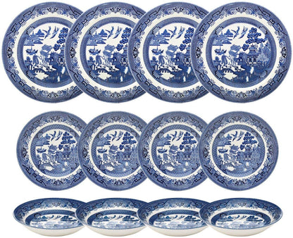 Churchill Blue Willow Dinnerware Set, 12 or 20 Pieces