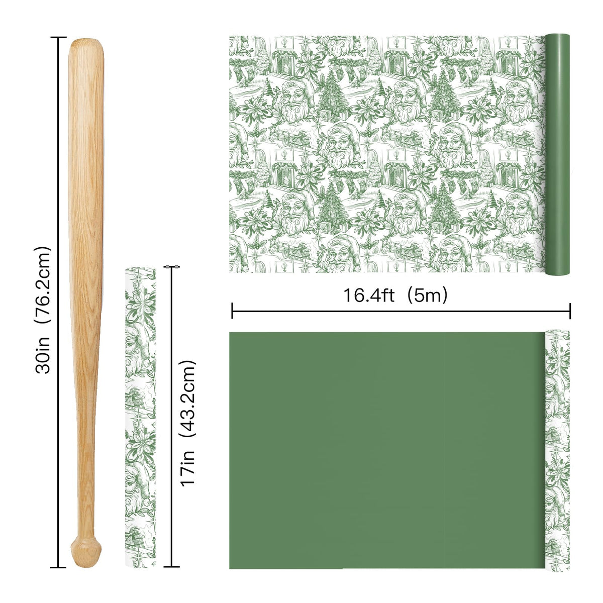 Reversible Toile Christmas Wrapping Paper