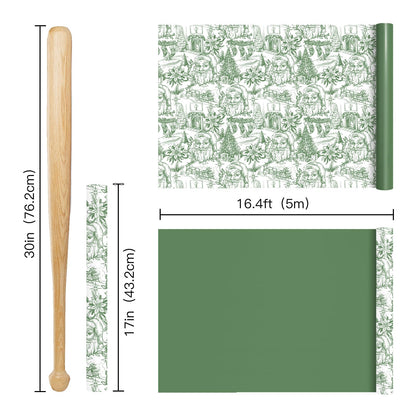 Reversible Toile Christmas Wrapping Paper