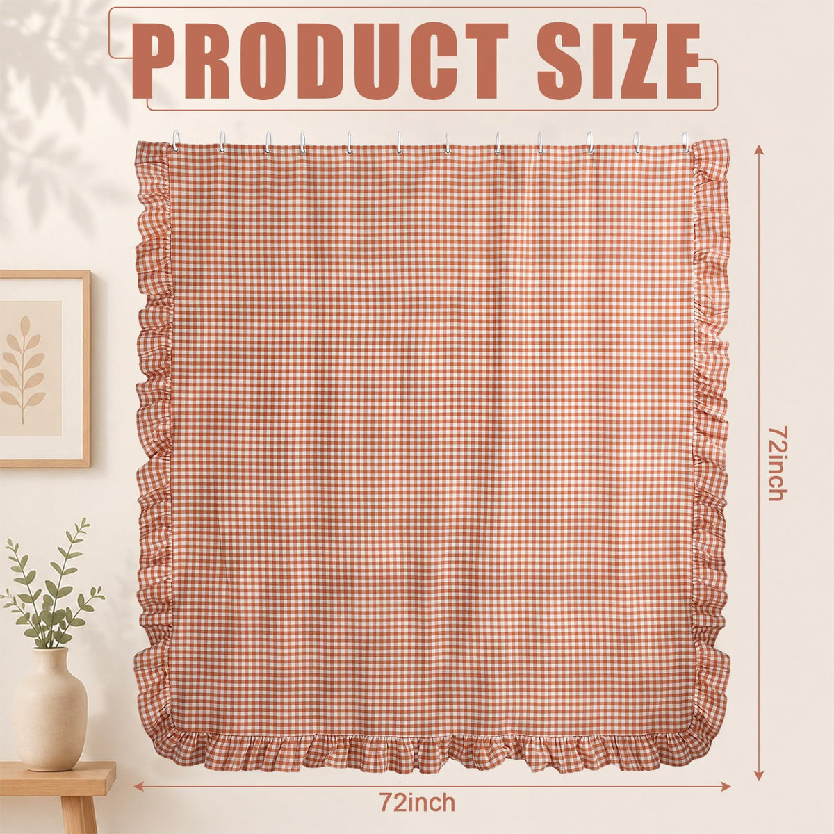 Ruffled Gingham Shower Curtain, 72 x 72