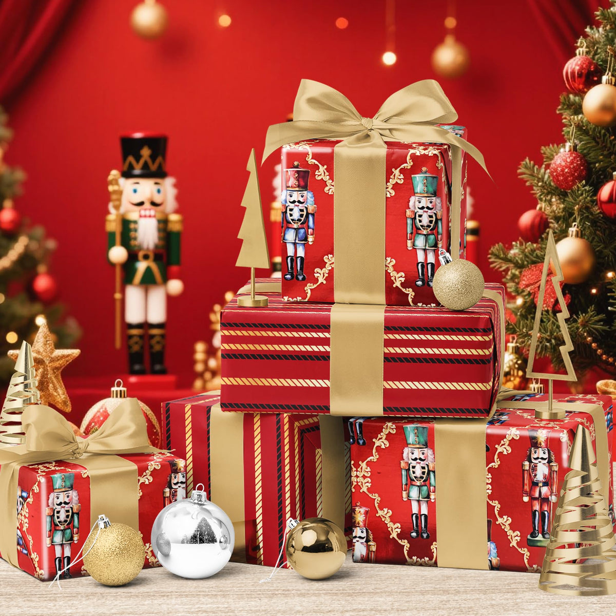 Nutcracker Reversible Christmas Wrapping Paper, 33 Ft