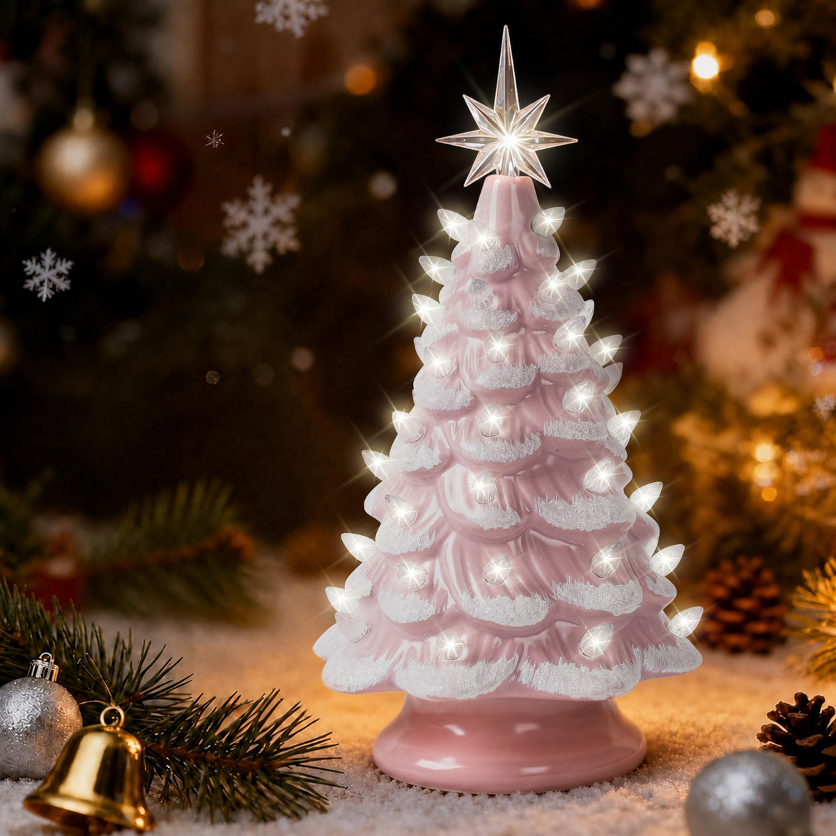Lighted Ceramic Christmas Tree, 13 Inch