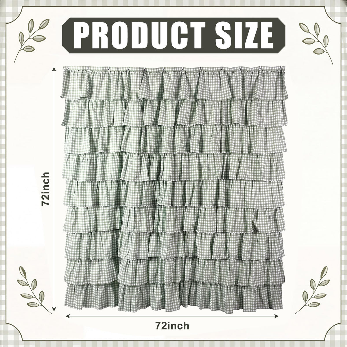Ruffled Gingham Shower Curtain, 72 x 72