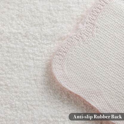 White Scalloped Bath Mat with Blue Piping