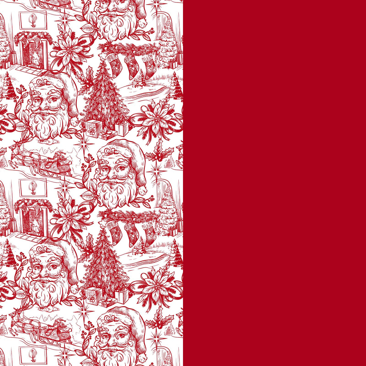 Reversible Toile Christmas Wrapping Paper