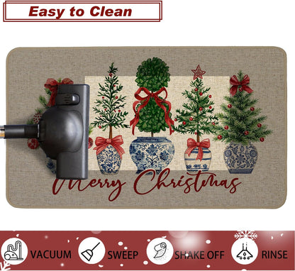 Chinoiserie Christmas Doormat, 17 x 29 Inch