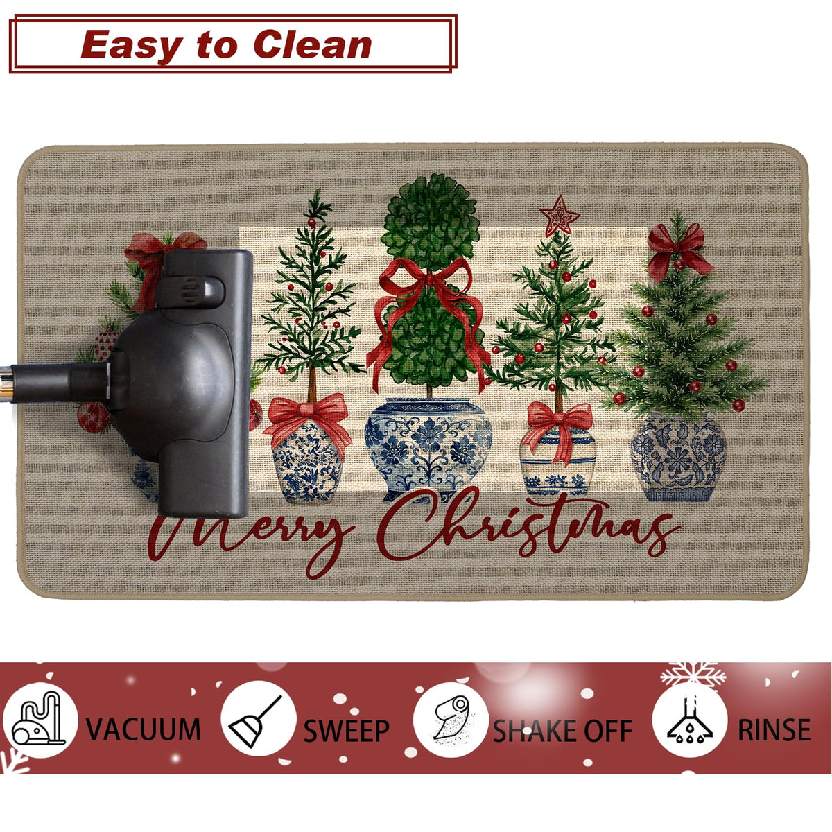 Chinoiserie Christmas Doormat, 17 x 29 Inch